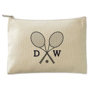 Black Tennis Personalized Small Canvas Zip Pouch