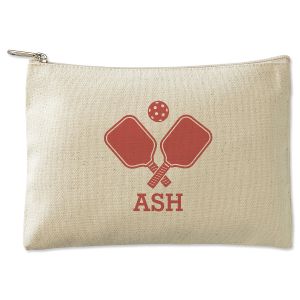 Red Pickleball Personalized Small Canvas Zip Pouch