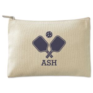 Navy Pickleball Personalized Small Canvas Zip Pouch