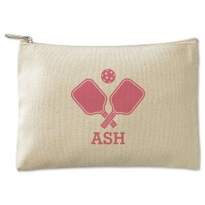 Pink Pickleball Personalized Small Canvas Zip Pouch