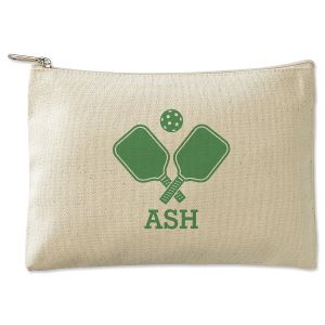 Green Pickleball Personalized Small Canvas Zip Pouch