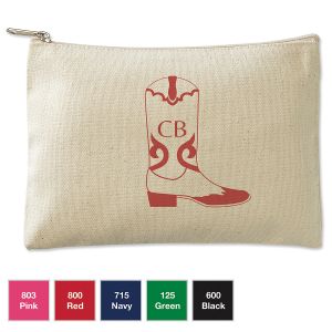 Cowboy Boot Personalized Small Canvas Zip Pouch