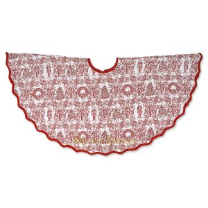 Red Toile Nutcracker Personalized Tree Skirt - Name