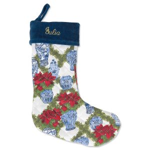 Poinsettia Personalized Quilted Stocking