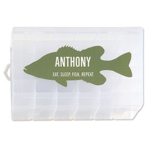 Fish Motif Personalized Tackle Box  - Eat, Sleep, Fish, Repeat