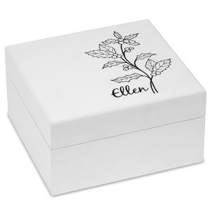 Birth Flower Wood Personalized Jewelry Box