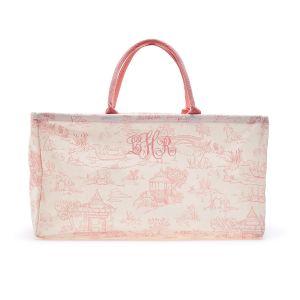 Pink Toile Personalized Baby Hamper/Storage Tote