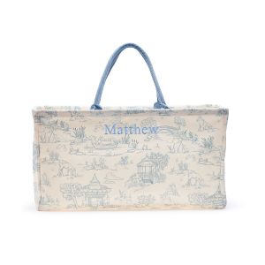 Blue Toile Personalized Baby Hamper/Storage Tote