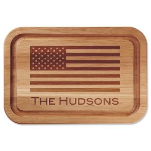 American Flag Personalized Alder Wood Cutting Board