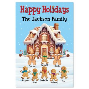 Gingerbread Family Personalized Garden Flag - 8 Names