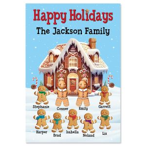 Gingerbread Family Personalized Garden Flag - 9 Names