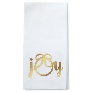 Christmas Joy Foil Stamped Disposable Hand Towels - Gold