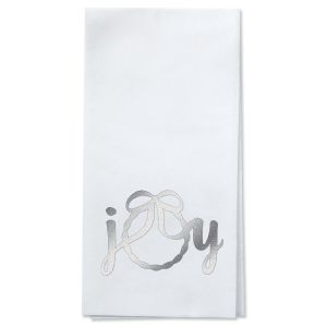 Christmas Joy Foil Stamped Disposable Hand Towels - Silver