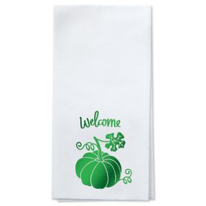 Fall Welcome Foil Stamped Disposable Hand Towels - Green
