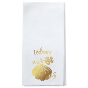 Fall Welcome Foil Stamped Disposable Hand Towels - Gold