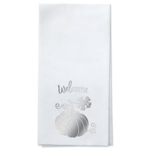 Fall Welcome Foil Stamped Disposable Hand Towels - Silver