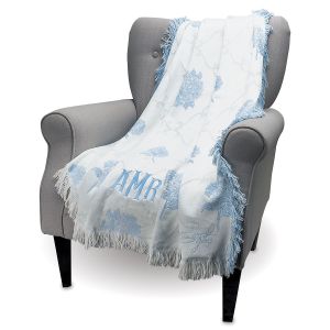 Blue Etre Fleur Personalized Throw