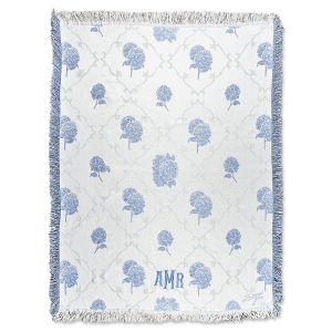 Blue Etre Fleur Personalized Throw - 3 Initials