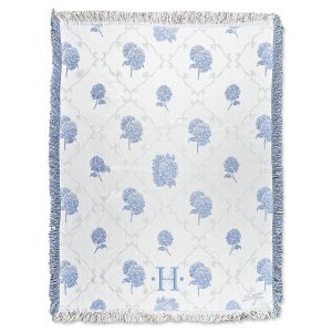 Blue Etre Fleur Personalized Throw - Initial with Dots