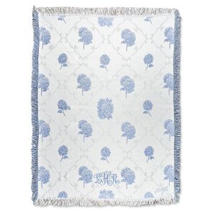 Blue Etre Fleur Personalized Throw - 3 Initials