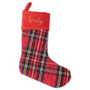 Red Plaid Quilted Personalized Stocking