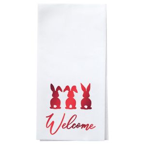 Easter Welcome Foil Stamped Disposable Hand Towels - Red