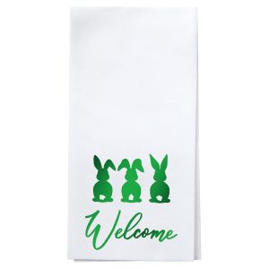 Easter Welcome Foil Stamped Disposable Hand Towels - Green