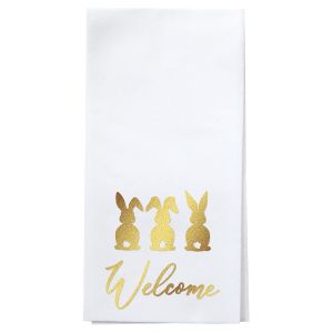 Easter Welcome Foil Stamped Disposable Hand Towels - Gold