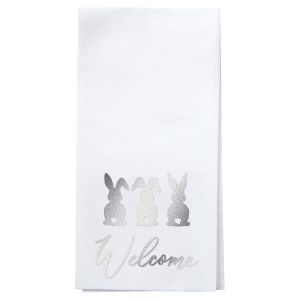 Easter Welcome Foil Stamped Disposable Hand Towels - Silver