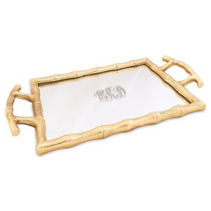 Gold Bamboo Personalized Vanity Tray