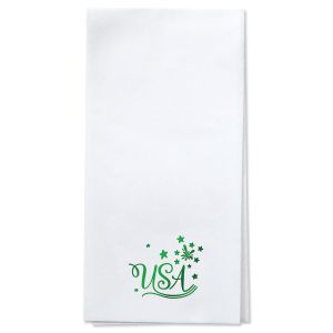 Americana Foil Stamped Disposable Hand Towels - Green
