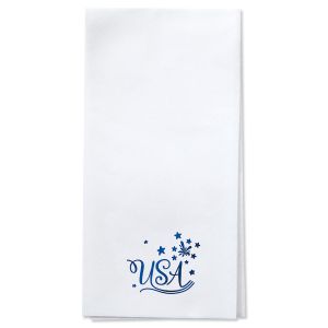 Americana Foil Stamped Disposable Hand Towels - Blue