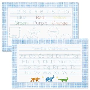 Blue Alphabet Numbers & Colors Personalized Placemats