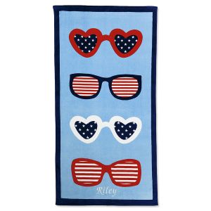 Patriotic Sunglasses Personalized Beach Towel