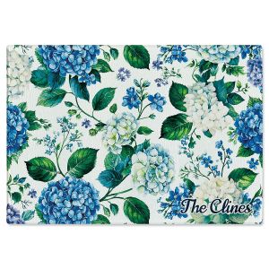 Hydrangea Personalized Glass Cutting Board