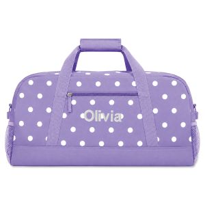 Purple Polka Dots Personalized Duffel Bag