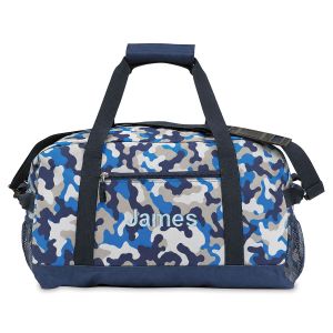 Personalized Blue Camo Duffel Bag