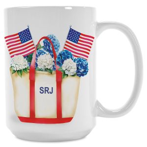 Hydrangea Tote Personalized Patriotic Mug Red