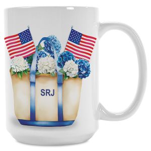 Hydrangea Tote Personalized Patriotic Mug Blue