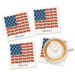 Personalized Americana Floral Flag Coasters