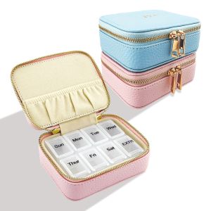 2-in-1 Pink Personalized Travel Case with Removable Pill Organizer