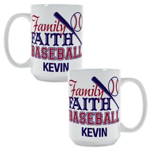 Family Faith & Baseball Personalized Mug