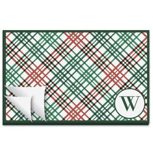 Holiday Plaid Paper Personalized Placemat Pad