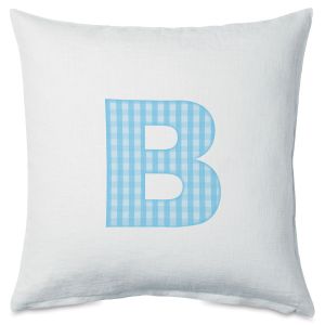 Blue Gingham Initial Throw Pillow
