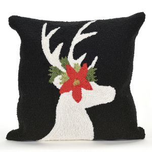 Reindeer Black Pillow 