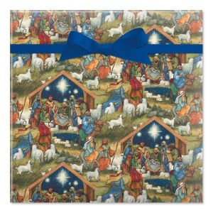 Nativity Jumbo Rolled Gift Wrap