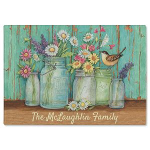 Flower Jars Personalized Glass Cutting Board By Susan Winget