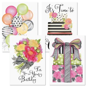 Striped Celebration Birthday Cards