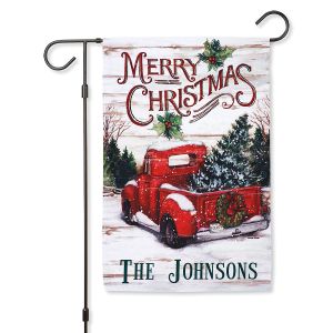 Red Truck Christmas Personalized Garden Flag