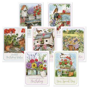 Birdhouse Birthday Greeting Cards Value Pack